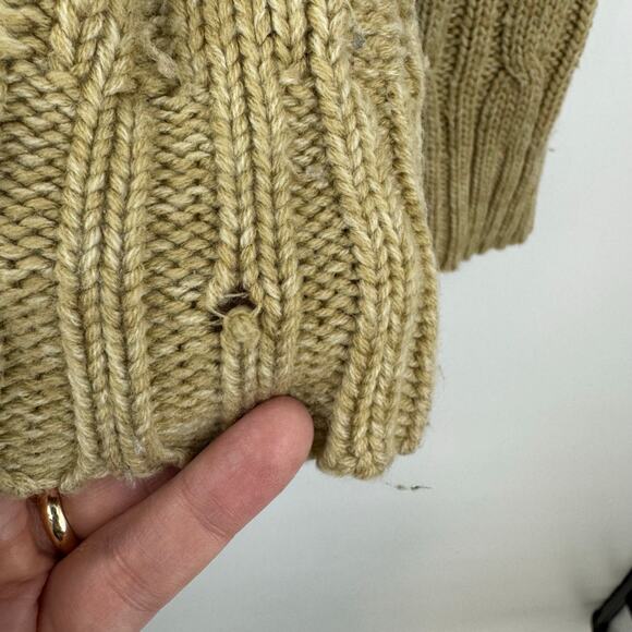 VTG Thane Fisherman Sweater Mens M Tan Cable Knit Chunky Pullover WEAR - Picture 6 of 7